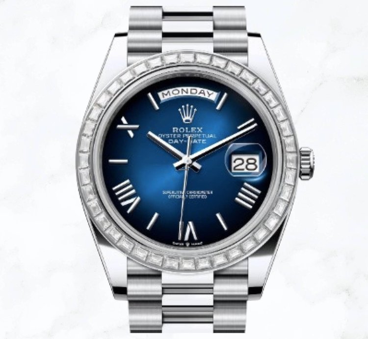 Rolex Day-date 40 Platinum Blue Ombr Roman Dial 228396tbr new Unworn