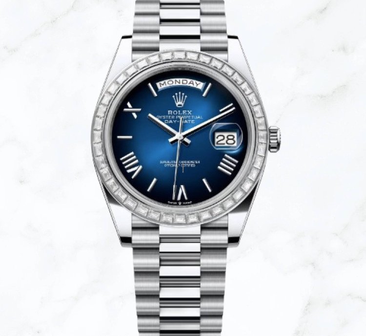 Rolex Day-date 40 Platinum Blue Ombr Roman Dial 228396tbr new Unworn