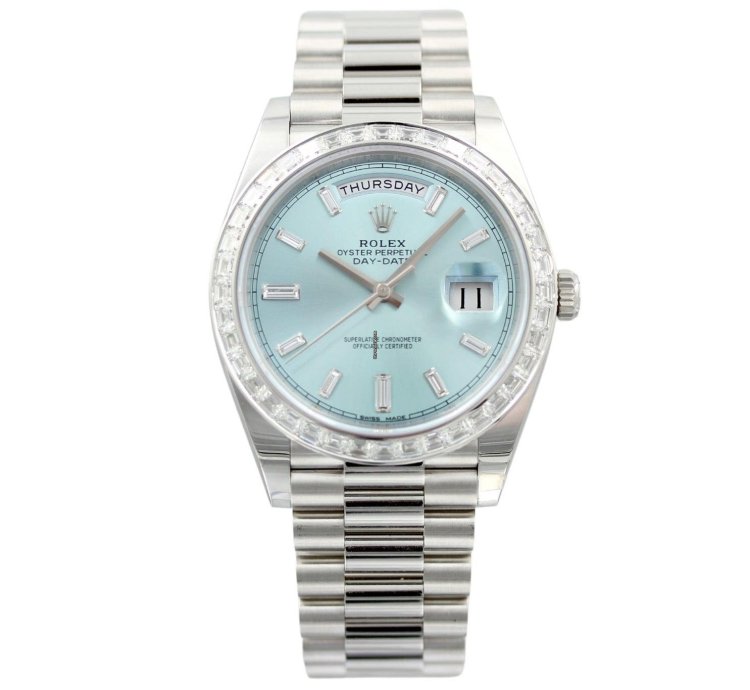 Rolex Day-date 40 Platinum Diamonds Ref 228396tbr Teilbeklebt