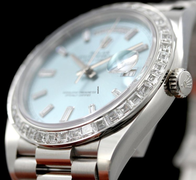 Rolex Day-date 40 Platinum Diamonds Ref 228396tbr Teilbeklebt