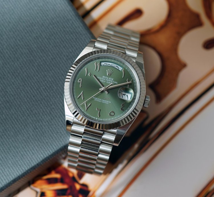 Rolex Day-date 40 Platinum Green Dial Arabic Numerals With Fluted Bezel - 228236-0017