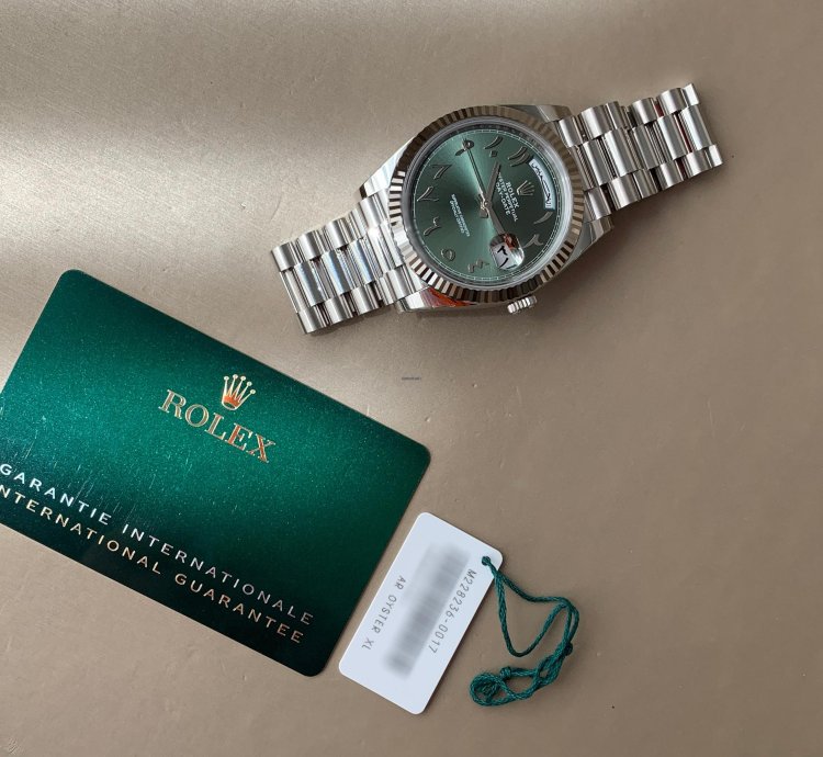 Rolex Day-date 40 Platinum Green Dial Arabic Numerals With Fluted Bezel - 228236-0017
