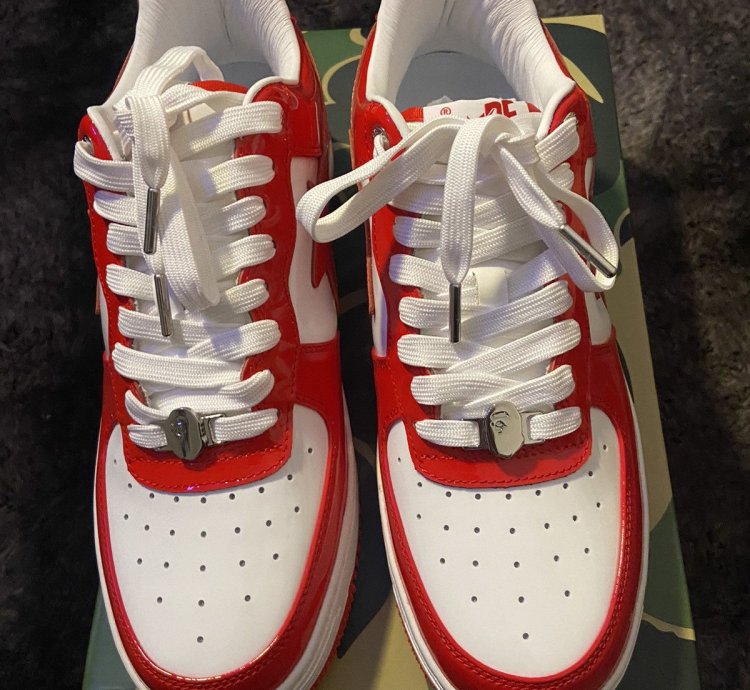 Bape Sta Patent Leather White Red 2023