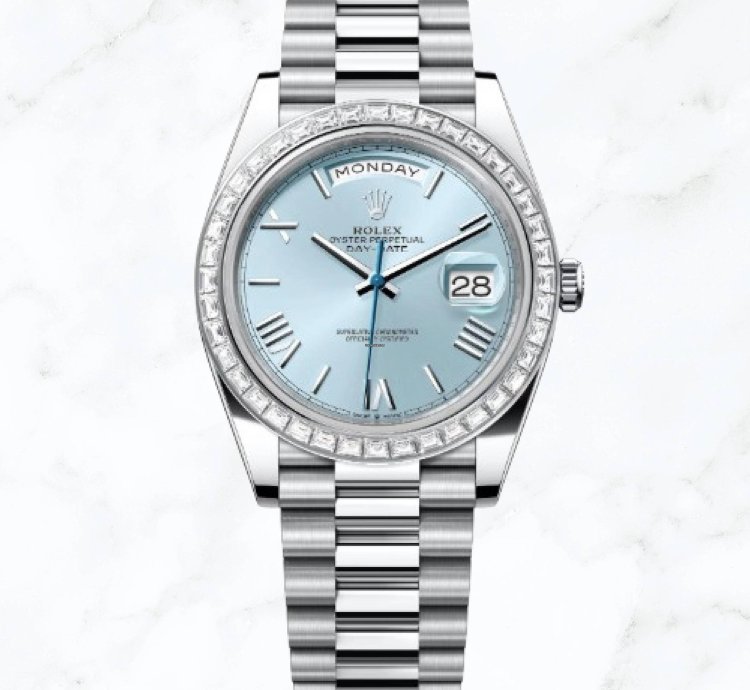Rolex Day-date 40 Platinum Ice Blue Roman Dial 228396tbr new Unworn