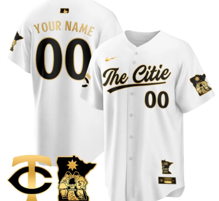 Custom Minnesota Twins Jersey 2025 City Connect Concept Stitched White Gold