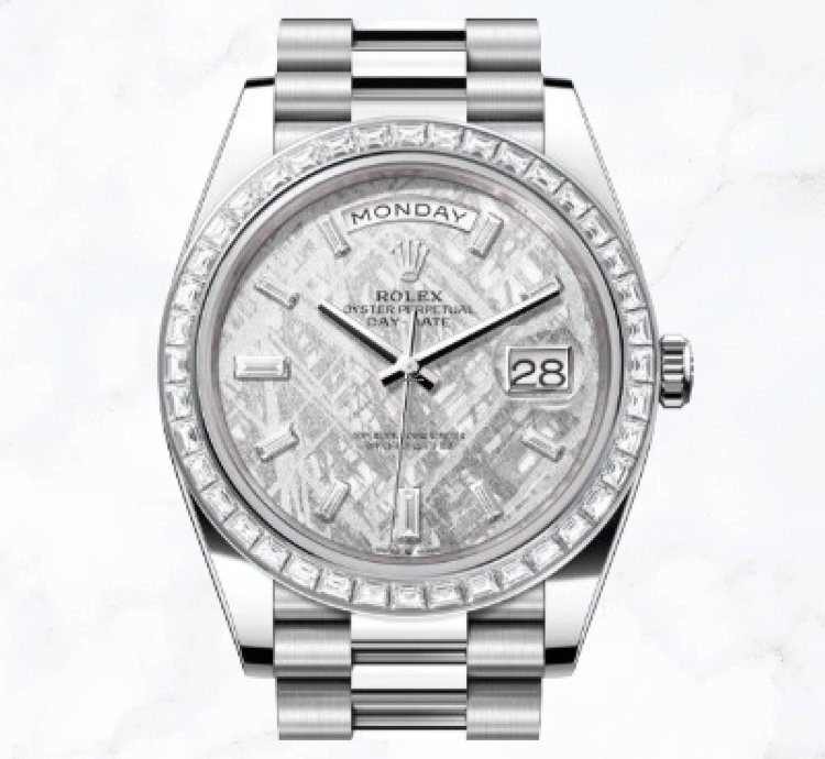 Rolex Day-date 40 Platinum Meteorite Baguette Dial 228396tbr new Unworn