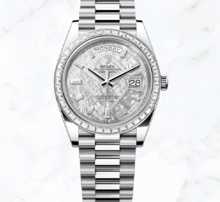 Rolex Day-date 40 Platinum Meteorite Baguette Dial 228396tbr new Unworn