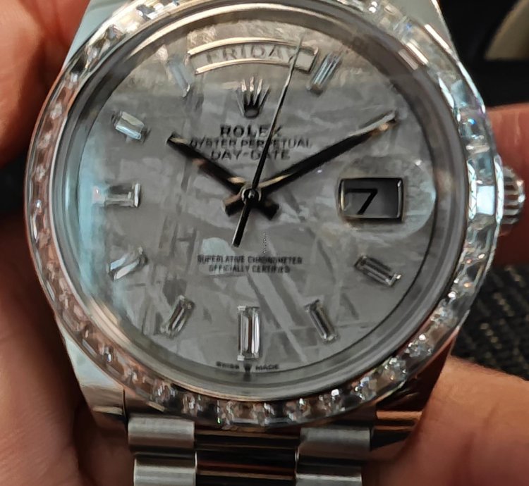 Rolex Day-date 40 Platinum Meteorite Dial With Diamond-set Bezel