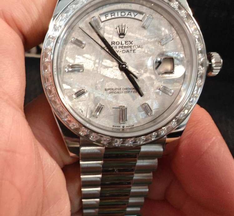 Rolex Day-date 40 Platinum Meteorite Dial With Diamond-set Bezel