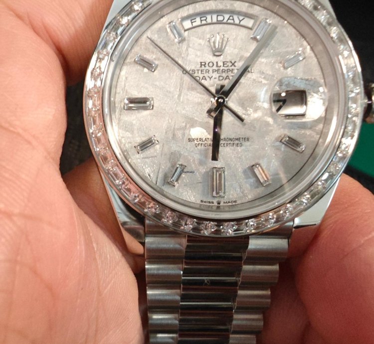 Rolex Day-date 40 Platinum Meteorite Dial With Diamond-set Bezel