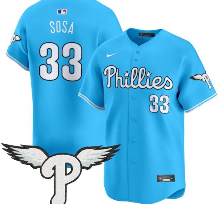 Edmundo Sosa Jersey 33 Philadelphia Phillies 2025 Vapor Premier Limited Stitched Light Blue