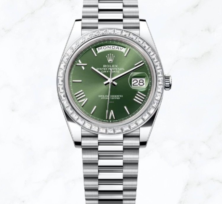 Rolex Day-date 40 Platinum Olive Green Roman Dial 228396tbr new Unworn