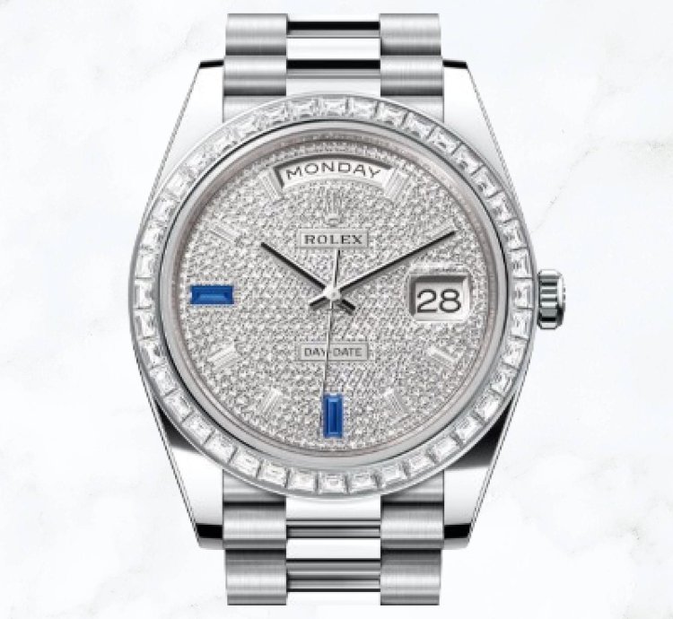 Rolex Day-date 40 Platinum Pave Baguette Dial 228396tbr new Unworn