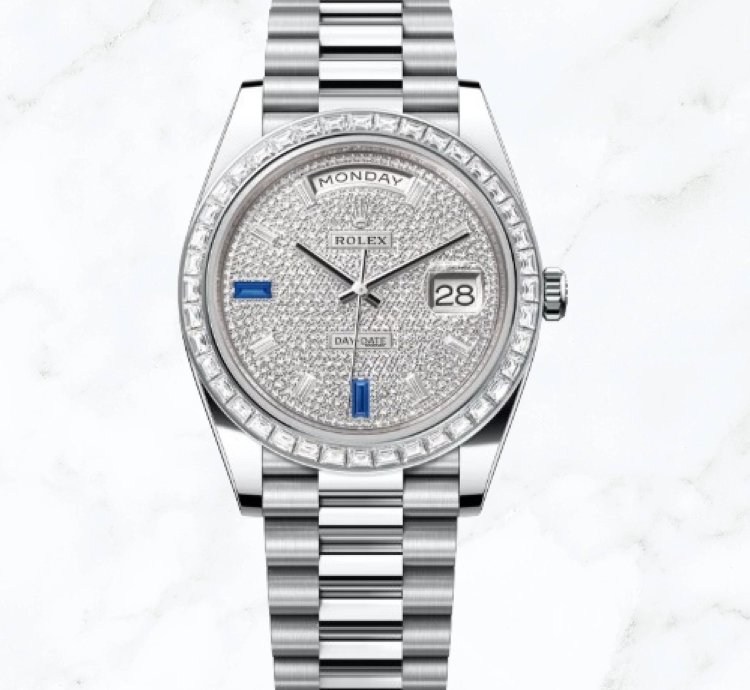 Rolex Day-date 40 Platinum Pave Baguette Dial 228396tbr new Unworn