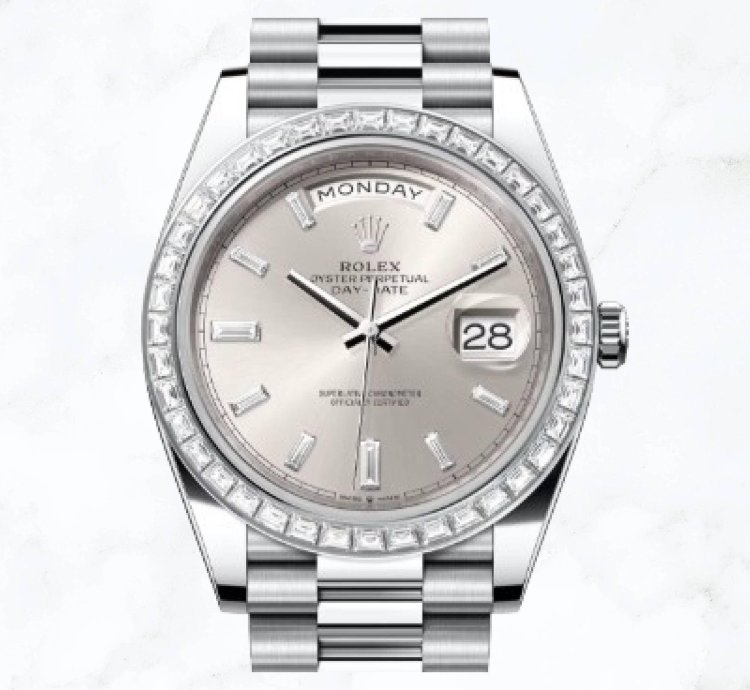 Rolex Day-date 40 Platinum Silver Baguette Dial 228396tbr new Unworn