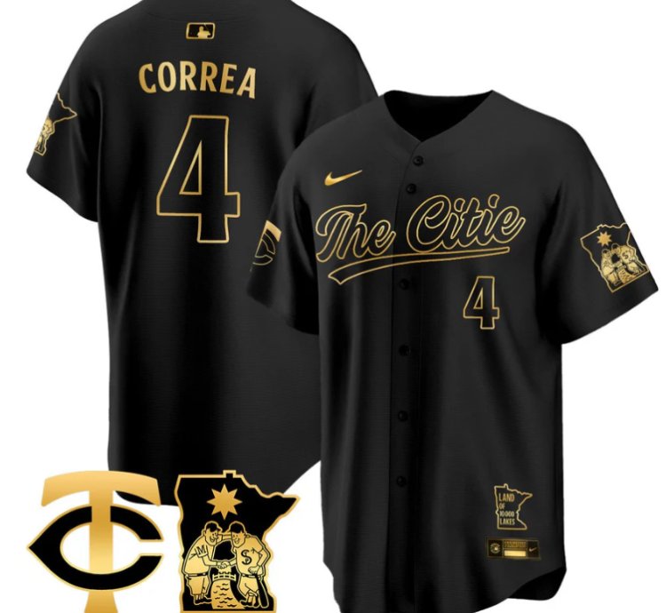 Carlos Correa Jersey 4 Minnesota Twins 2025 City Connect Concept Stitched Black Gold