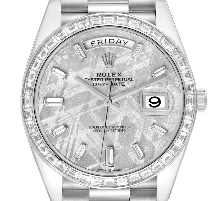 Rolex Day-date 40 President Platinum Meteorite Diamond Mens Watch 228396 Unworn