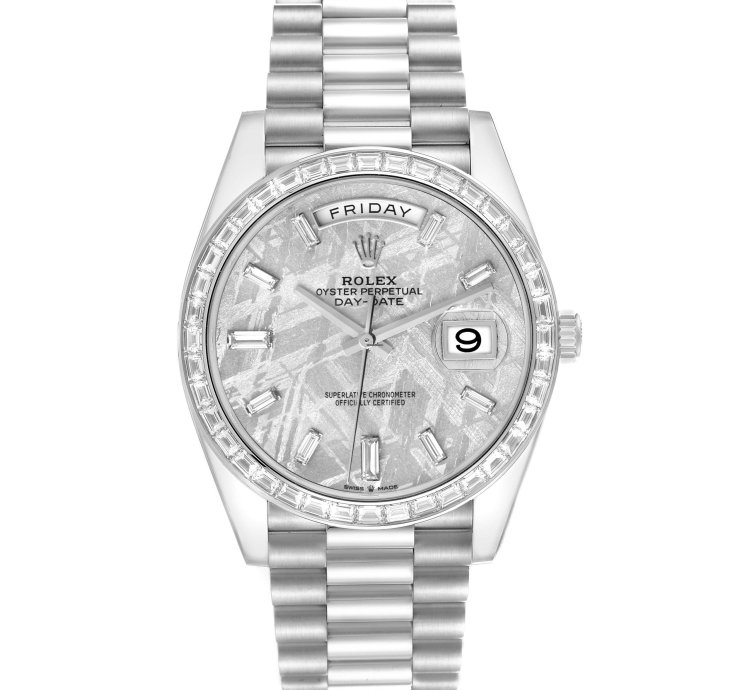 Rolex Day-date 40 President Platinum Meteorite Diamond Mens Watch 228396 Unworn