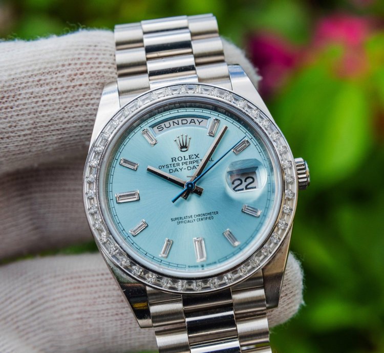 Rolex Day-date 40 Unworn 2022 Day-date 40mm Platinum With Baguette Bezel 228396tbr