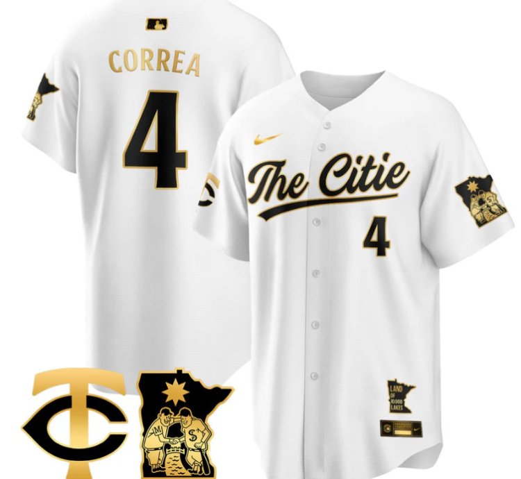 Carlos Correa Jersey 4 Minnesota Twins 2025 City Connect Concept Stitched White Gold