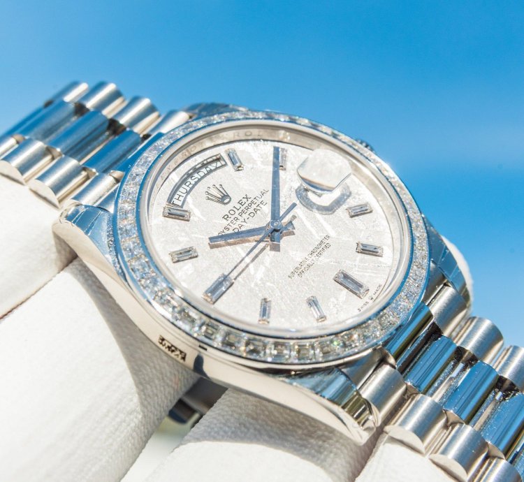 Rolex Day-date 40 Unworn 2023 Day-date 40mm Platinum With Baguette Bezel Meteorite 228396tbr