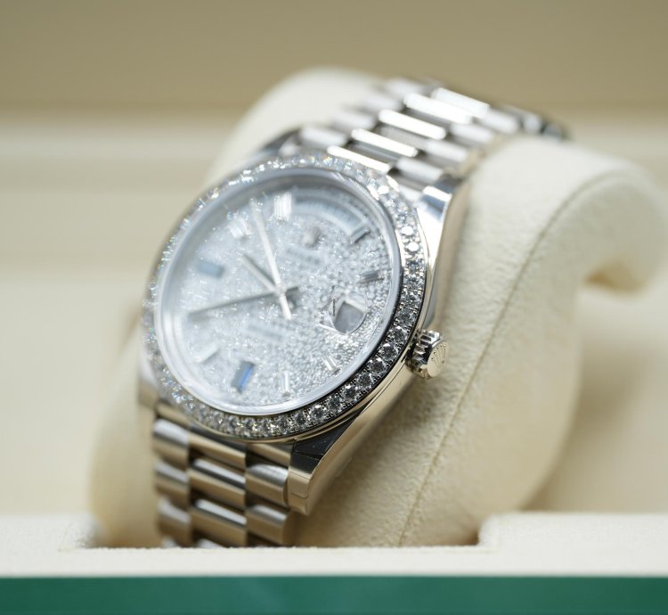 Rolex Day-date 40 White Gold Day-date 40 Pav Sapphire Baguette Diamond Dial 2023 Unworn 228349rbr