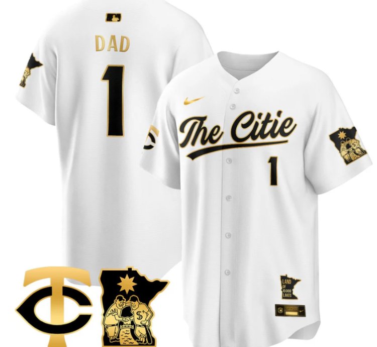 Dad Jersey 1 Minnesota Twins 2025 City Connect Concept Stitched White Gold
