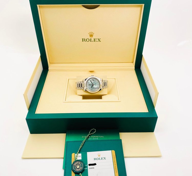 Rolex Day-date Ii 218206 Barcode Stickers Diamond Roman Index Arabic Date