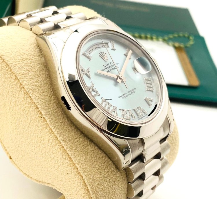 Rolex Day-date Ii 218206 Full Stickers Barcode Diamond Index Arabic Day And Date