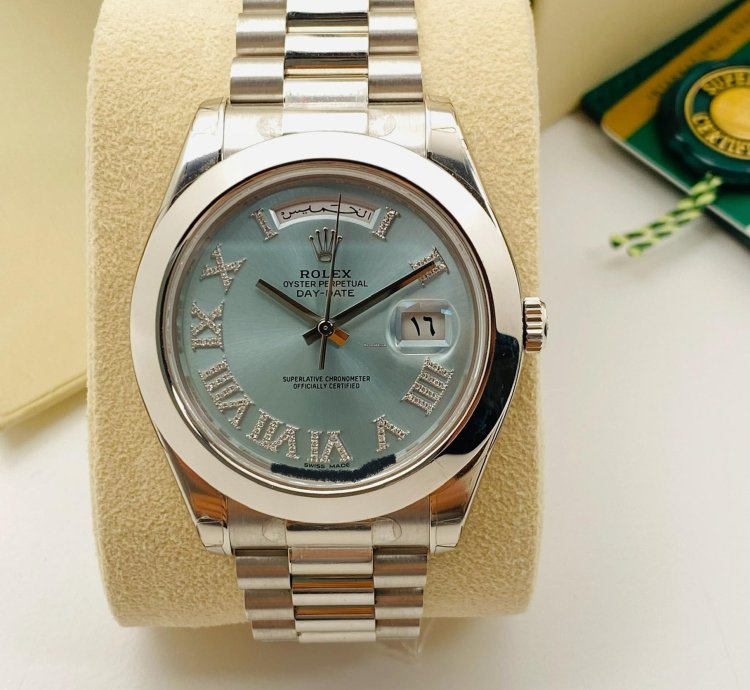 Rolex Day-date Ii 218206 Full Stickers Barcode Diamond Index Arabic Day And Date