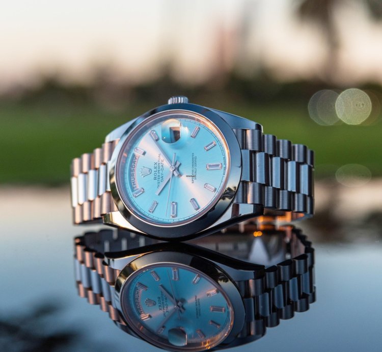 Rolex Day-date Ii 40mm - Ice Blue Dial - Smooth Bezel