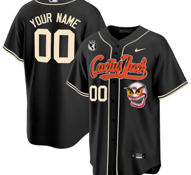 Houston Astros Cactus Jack Men Jersey Customized - Black