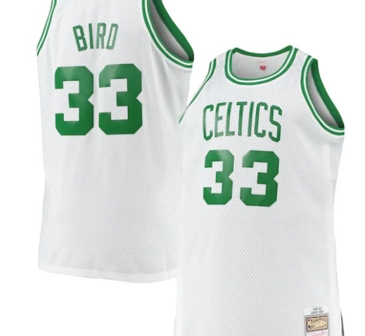 Larry Bird Boston Celtics Big Tall 198586 Hardwood Classics Swingman Jersey - White