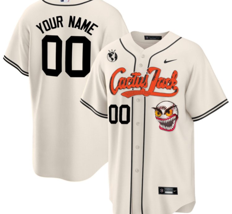 Houston Astros Cactus Jack Men Jersey Customized - Cream