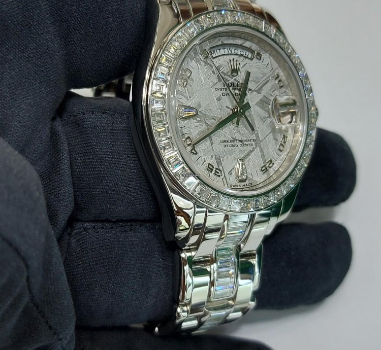 Rolex Day-date Pearlmaster With Baguette Bezel And Bracelet