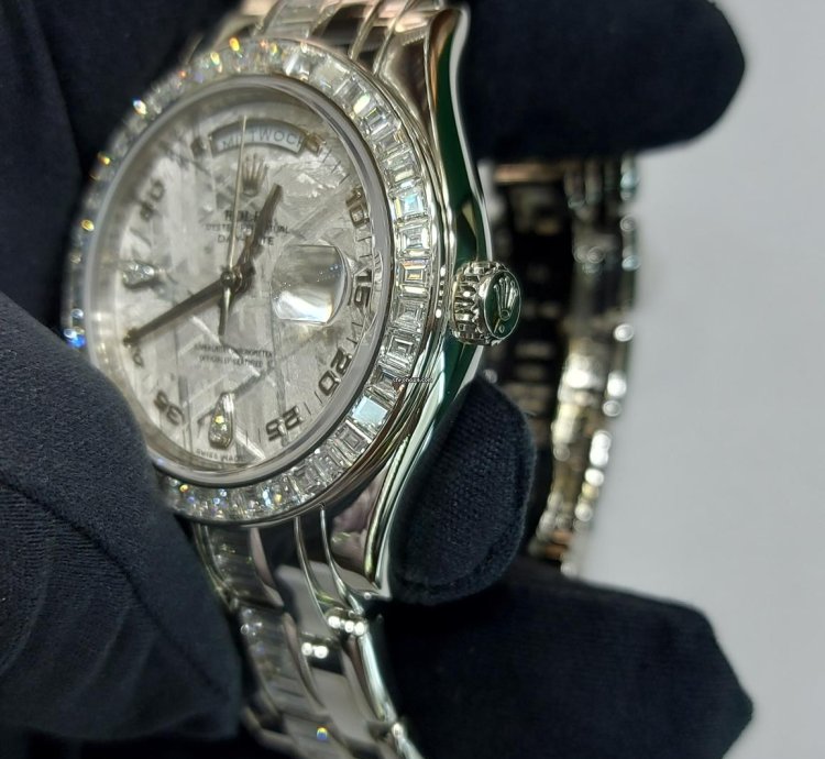 Rolex Day-date Pearlmaster With Baguette Bezel And Bracelet