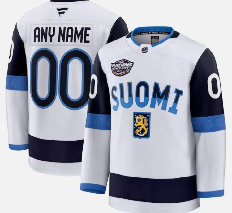 Custom Finland Hockey Jersey Name Number White 2025 4 Nations Face-off Stitched