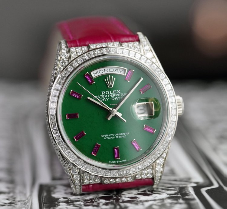 Rolex Day-date With Diamonds Jade Dial 128459tbr