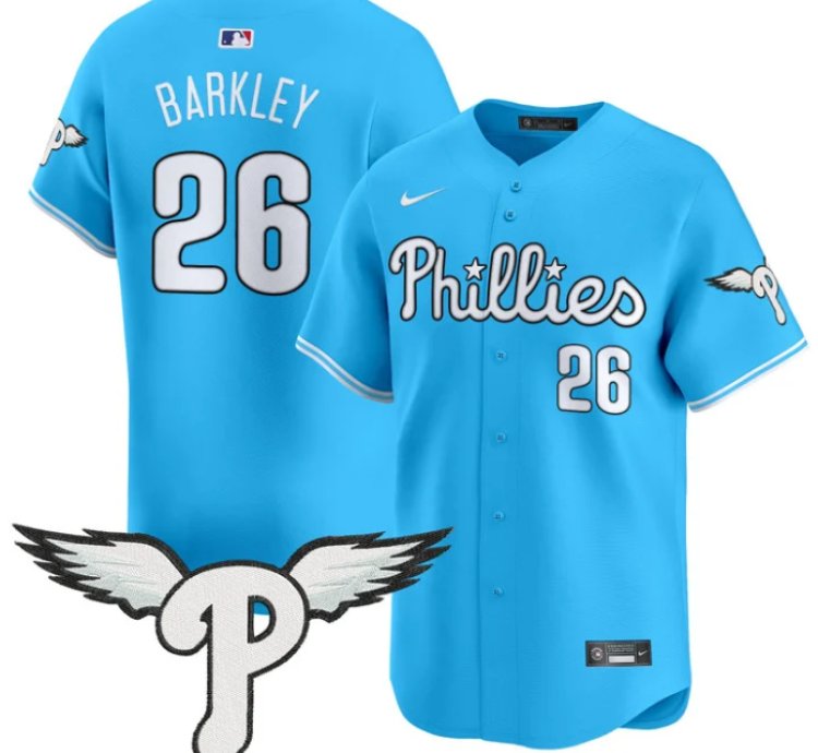 Saquon Barkley Jersey 26 Philadelphia Phillies 2025 Vapor Premier Limited Stitched Light Blue