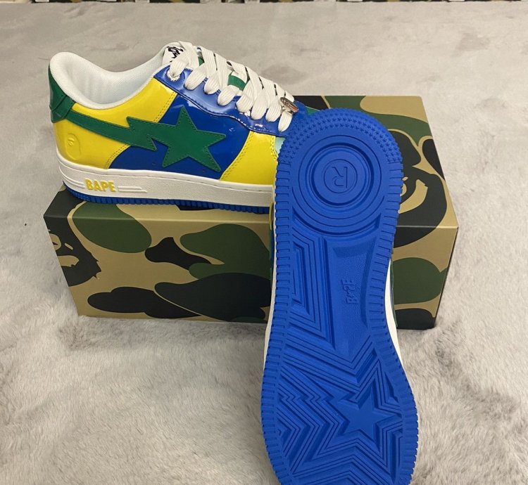 Bapesta 1 Brazil Green Blue Yellow Size 11