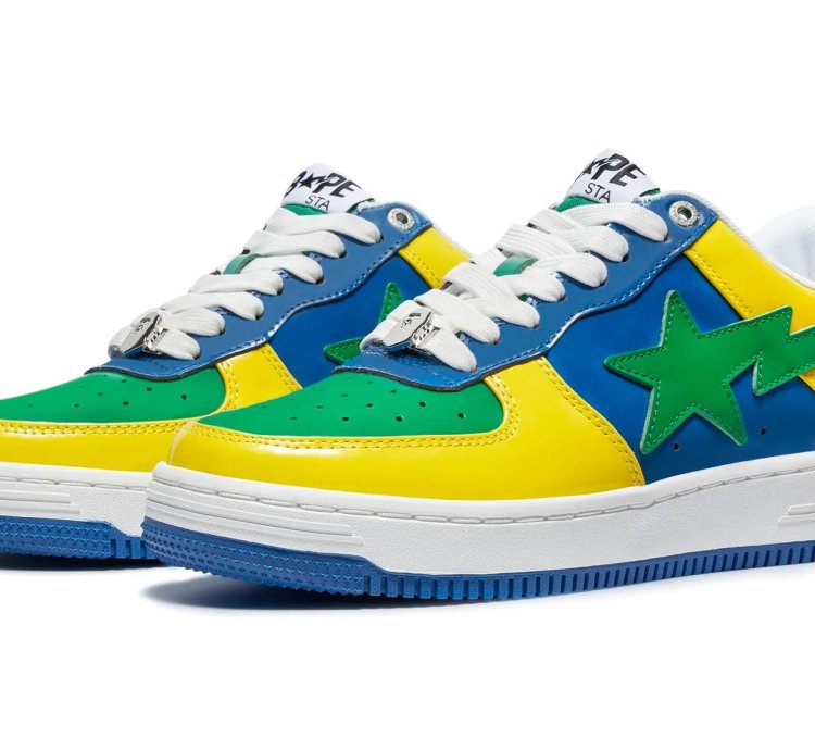 Bapesta 1 Brazil Green Blue Yellow Size 13