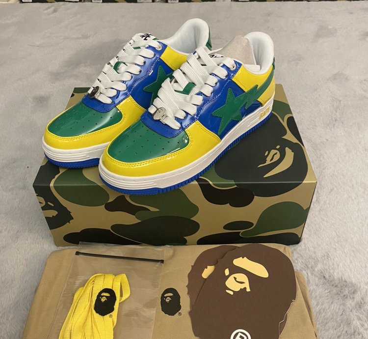 Bapesta 1 Brazil Green Blue Yellow Size 9 5