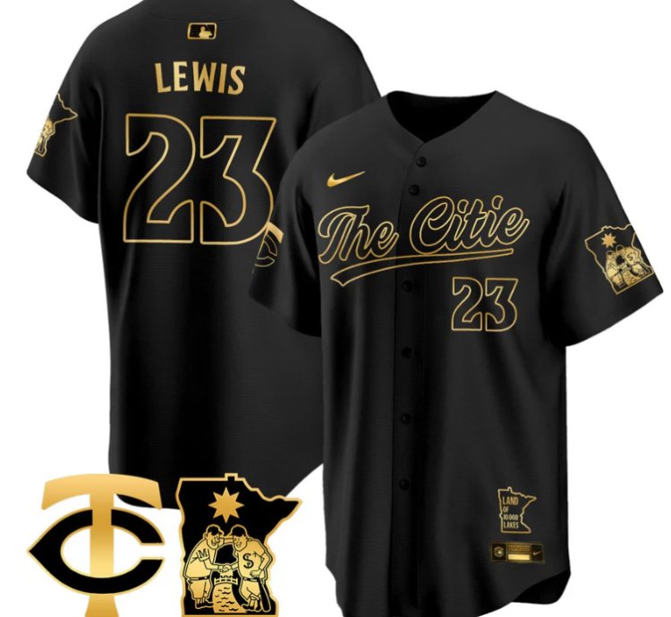 Royce Lewis Jersey 23 Minnesota Twins 2025 City Connect Concept Stitched Black Gold