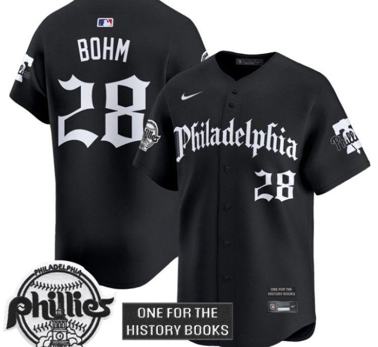 Alec Bohm Jersey 28 Phillies Retro Newspaper Edition Vapor Premier Limited Stitched Black
