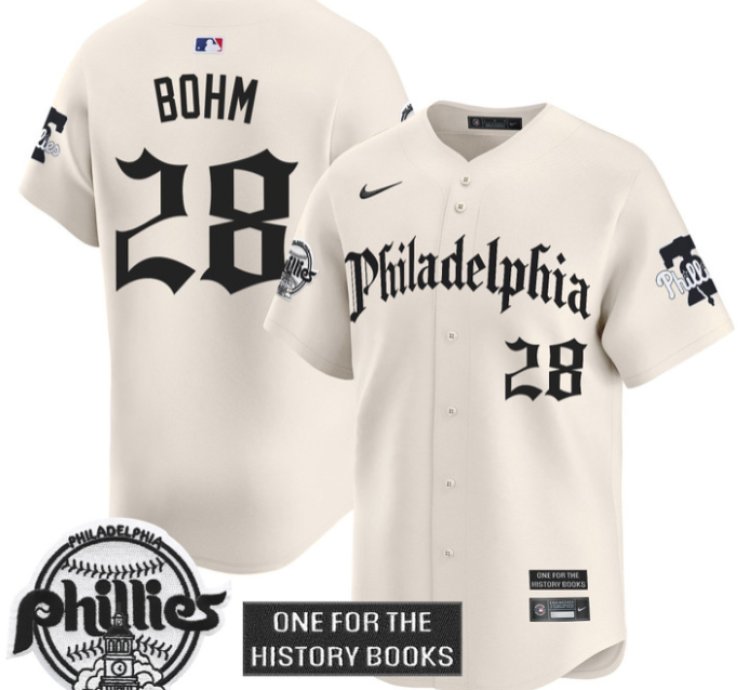 Alec Bohm Jersey 28 Phillies Retro Newspaper Edition Vapor Premier Limited Stitched Cream