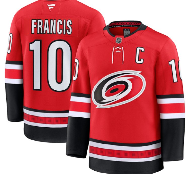 Ron Francis Jersey 10 Carolina Hurricanes Premium All Stitched Red