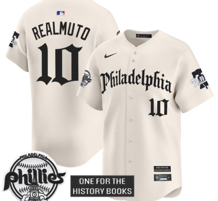 Jtrealmuto Jersey 10 Phillies Retro Newspaper Edition Vapor Premier Limited Stitched Cream