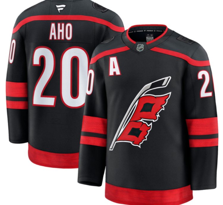 Sebastian Aho Jersey 20 Carolina Hurricanes Premium All Stitched Black