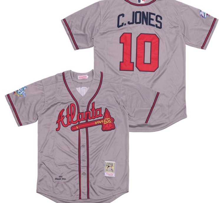 Atlanta Braves Chipper Jones Gray 1999 Throwback Jersey