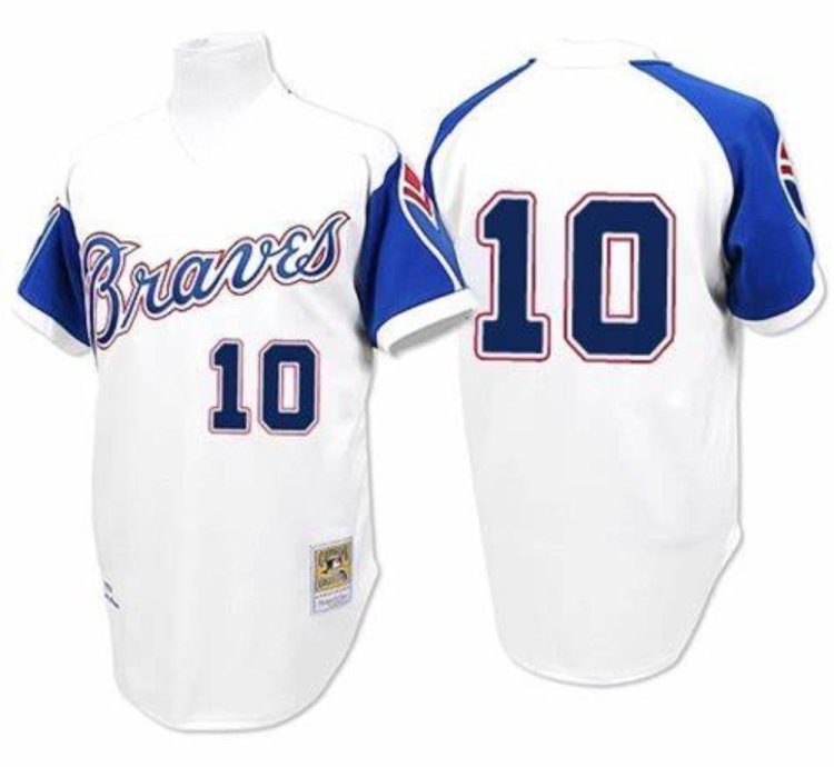 Atlanta Braves Chipper Jones White 1974 Throwback Pullover Jersey